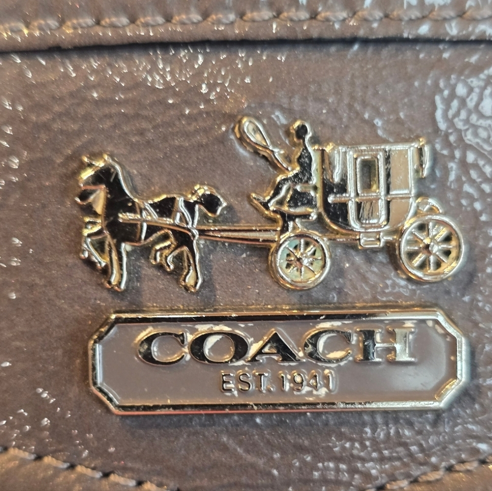 Coach Madison Ocelot Print Silver Black Metallic Canvas Wristlet - Picture 12 of 12